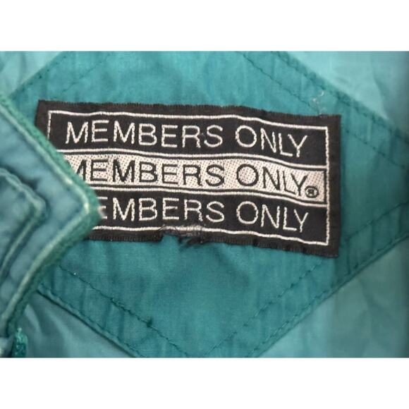Vintage Members Only Jacket Men's Medium Teal Green Heavily Used Functional 80s - Picture 10 of 11